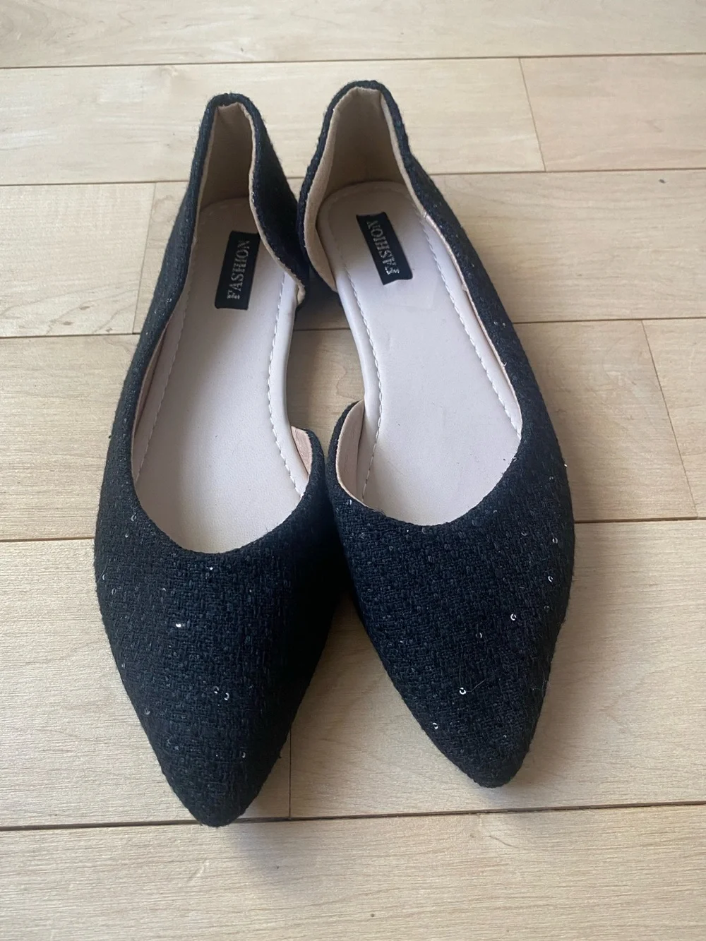 Black Pointed Toe D'Orsay Flats Size 9